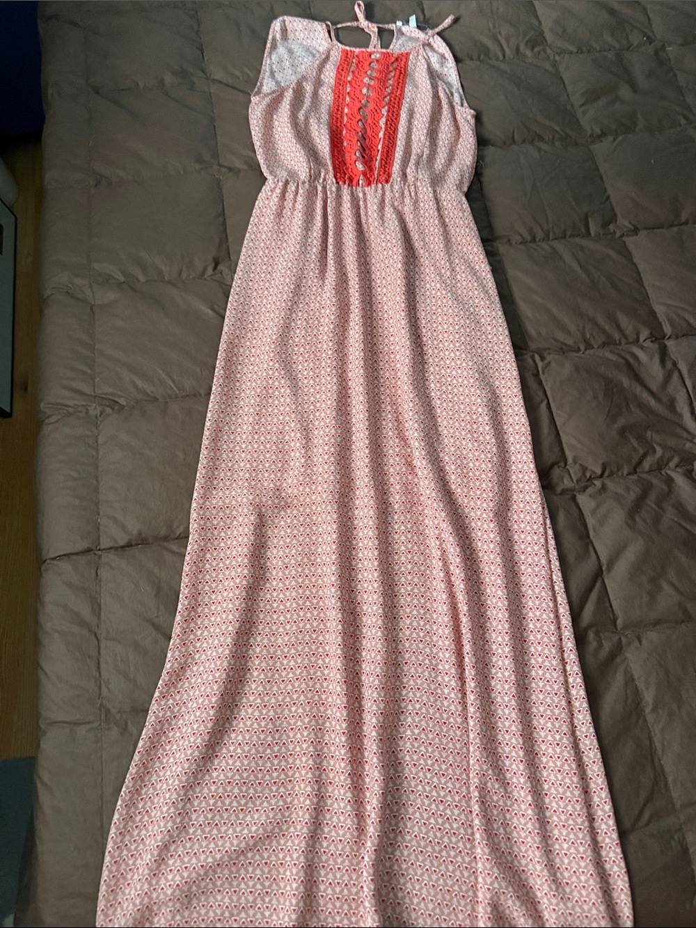Collective Concepts Pink Maxi Dress with Coral Trim